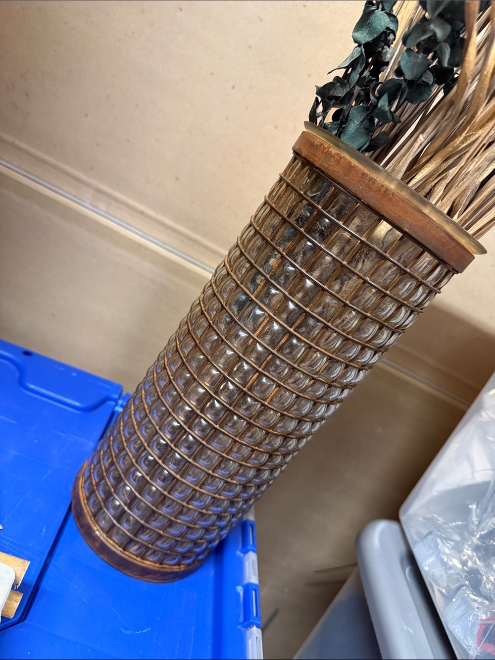 Pier 1 Gold Tall Floor Vase with Natural Stems - Picture 4 of 4